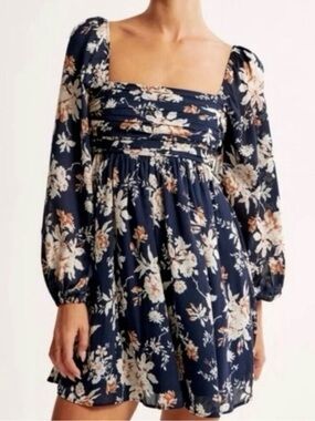 Abercrombie & Fitch Navy Floral Emerson Dress - Small Petite